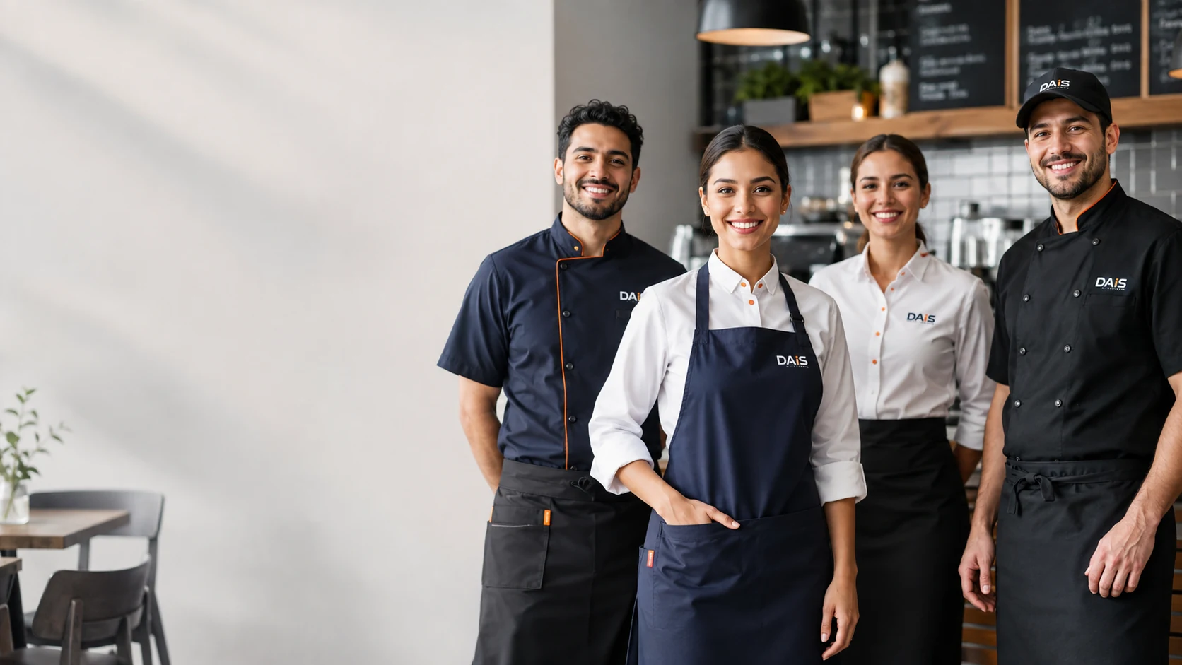 Equipe de café com uniformes personalizados DAiS